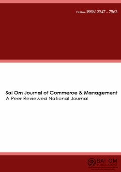 Cover page of Sai Om Journal of Commerce & Management: A Peer Reviewed National Journal